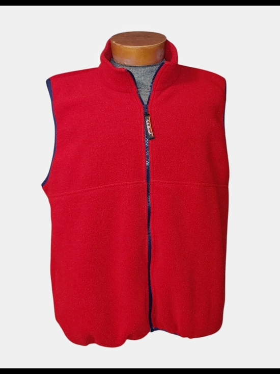 L.L. Bean Other - L.L. Bean Red Fleece Vest with Navy Trim